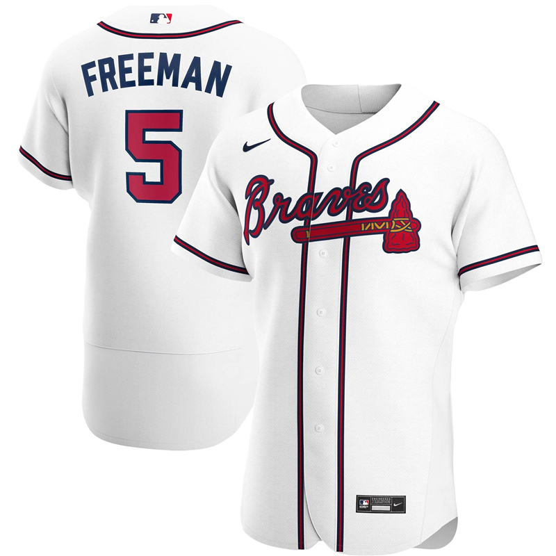 2020 MLB Men Atlanta Braves 5 Freddie Freeman Nike White Home 2020 Authentic Player Jersey 1